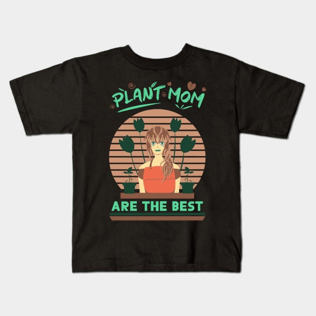 Plant mom planting love in the garden retro anime Kids T-Shirt by HCreatives